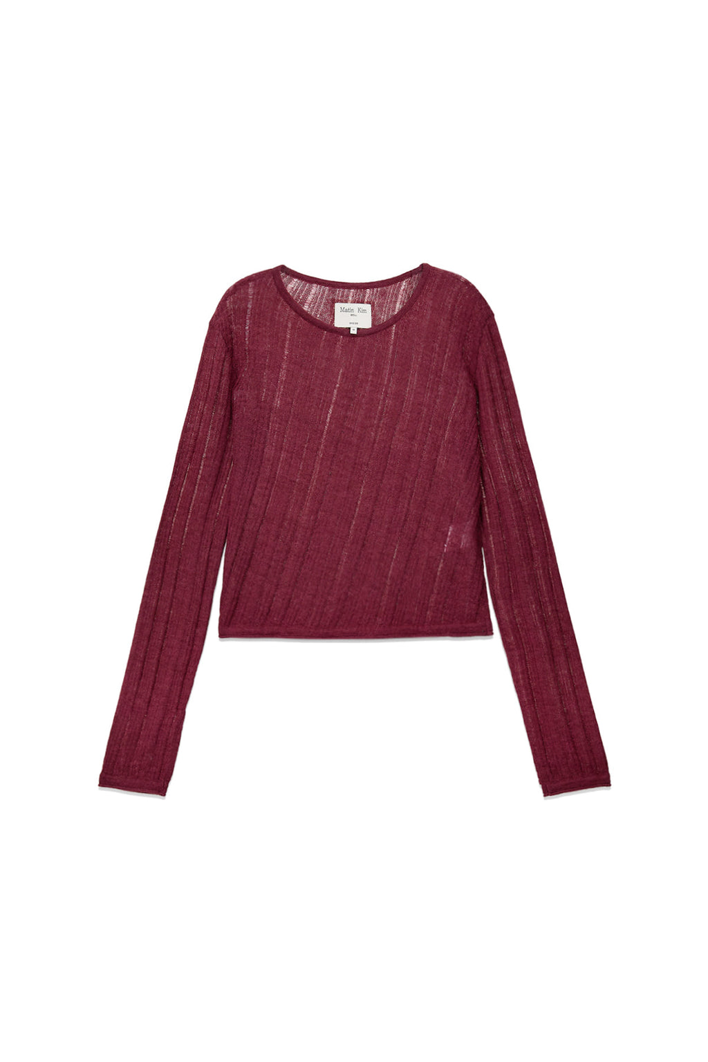 Matin Kim - Diagonal Texture Knit Top (Burgundy) product image 1 | TRAB K-Fashion Australia