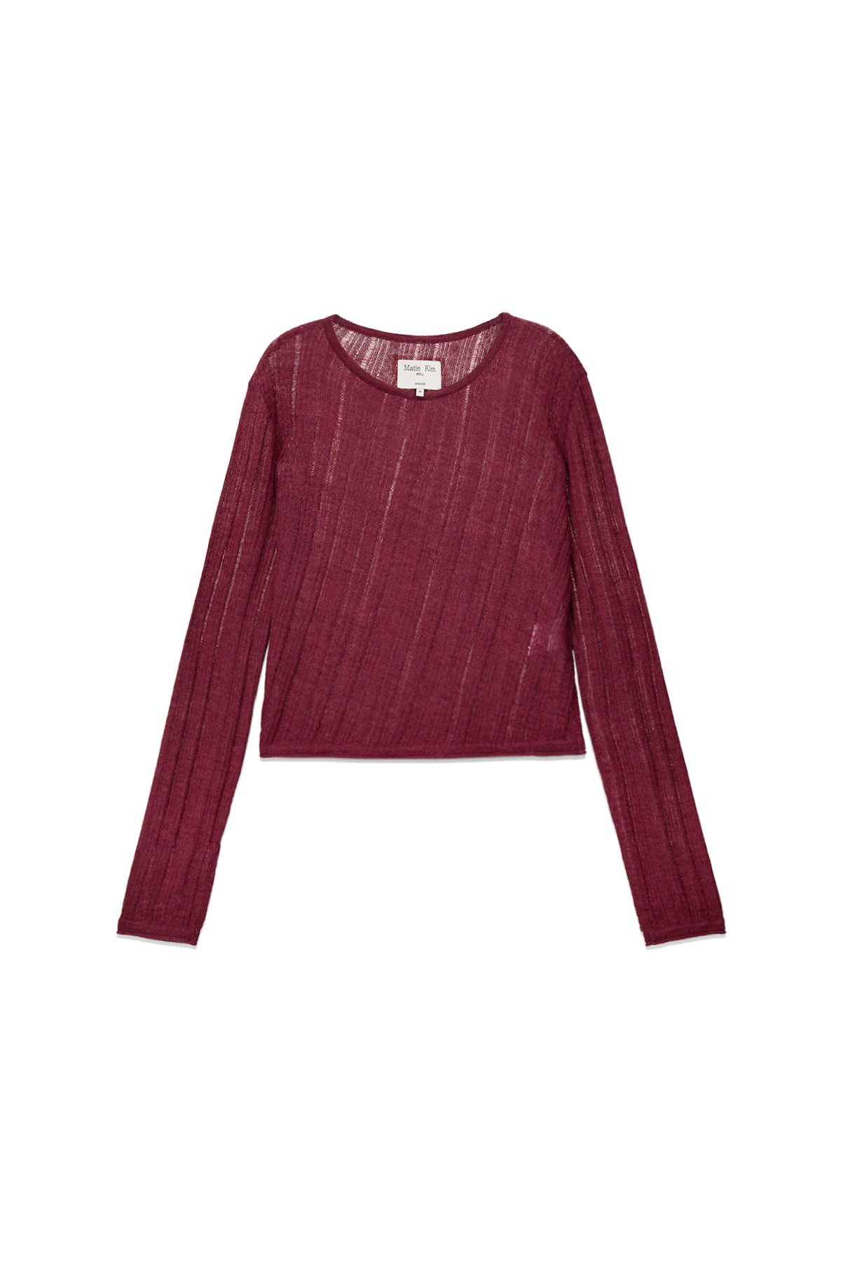Matin Kim - Diagonal Texture Knit Top (Burgundy) product image 1 | TRAB K-Fashion Australia