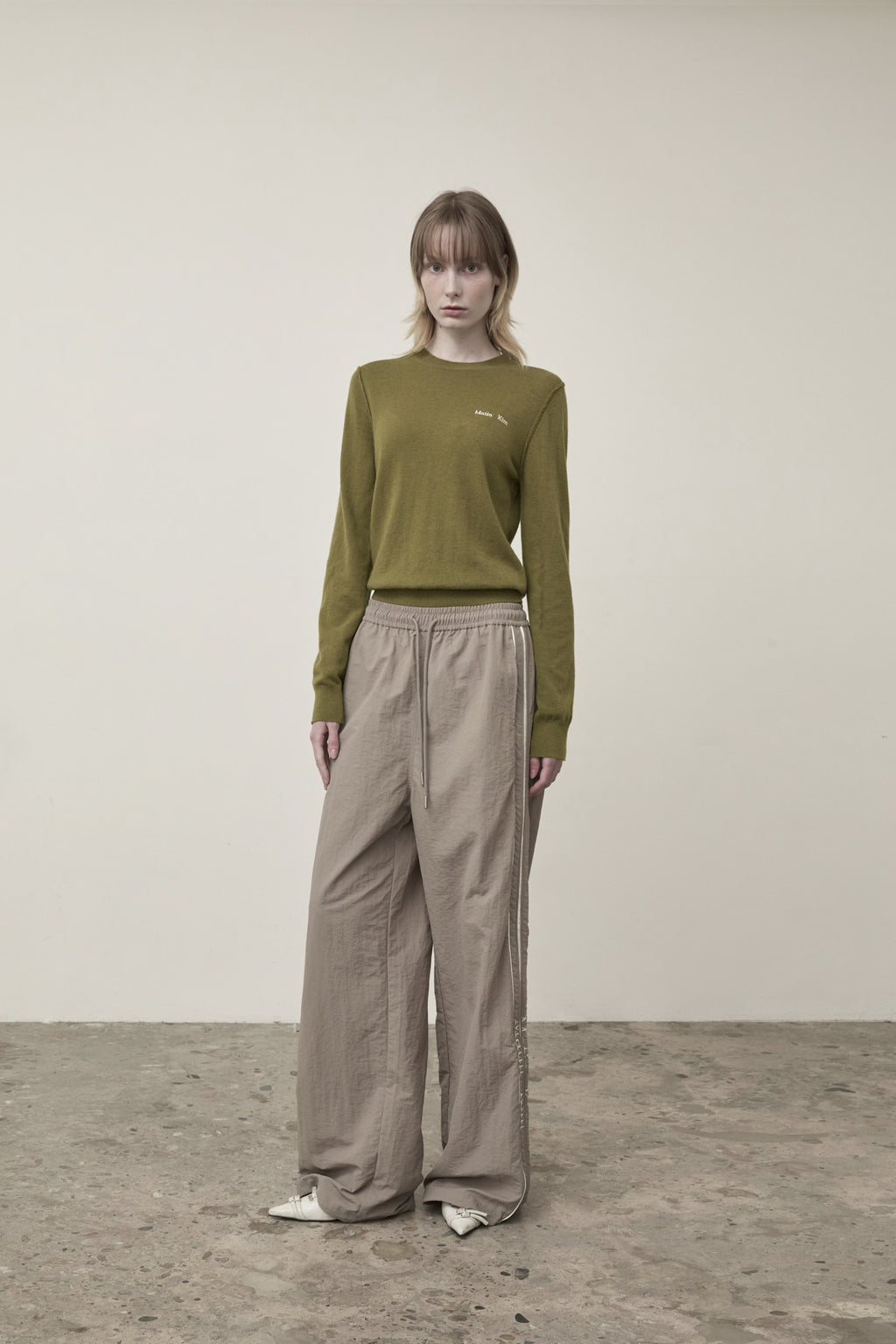 Matin Kim - Cashmere Blended Round Knit Pullover (Olive) product image 5 | TRAB K-Fashion Australia