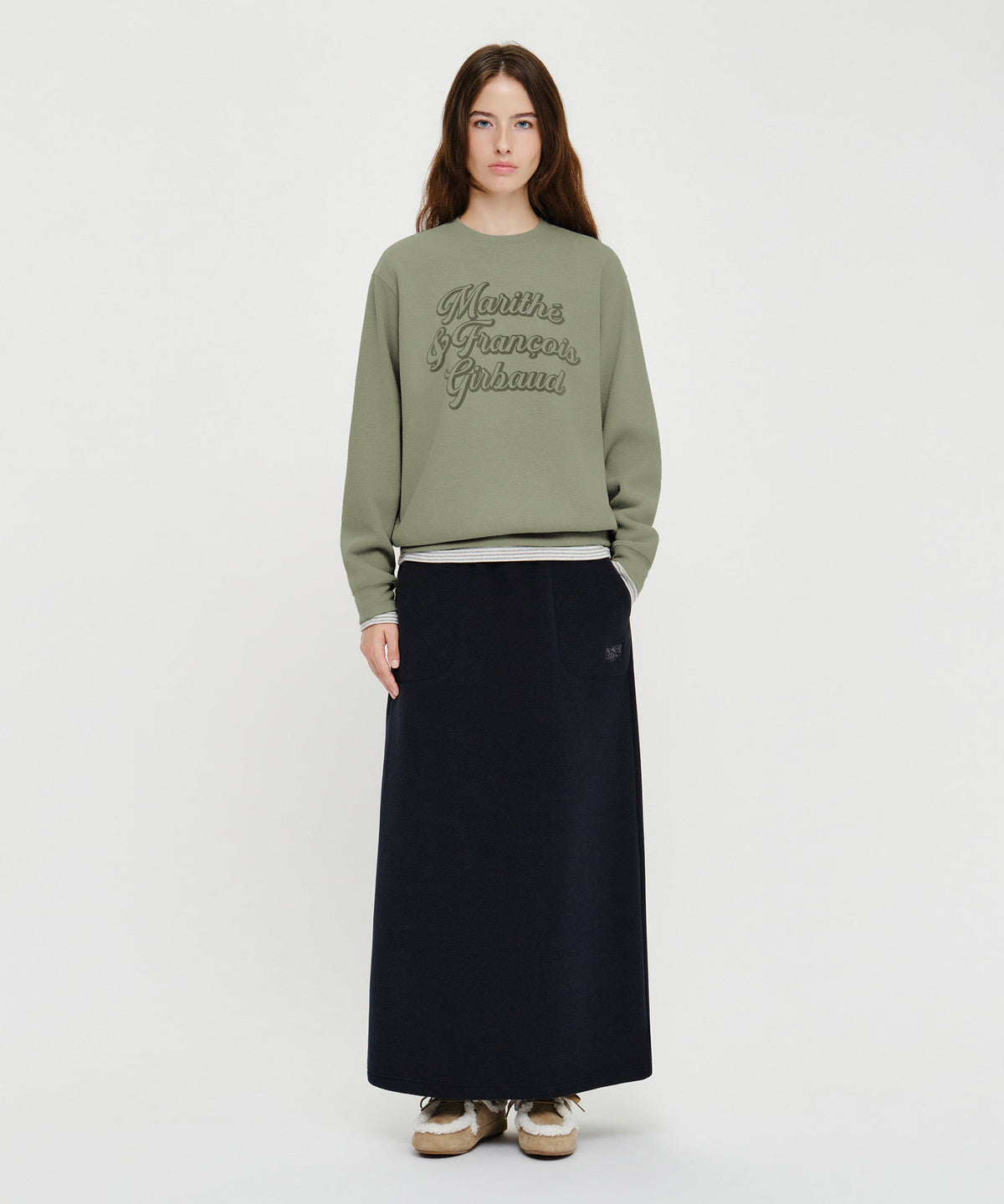 Marithe & Francois Girbaud - Drawing Logo Sakariba Sweatshirt (Light Khaki) product image 4 | TRAB K-Fashion Australia