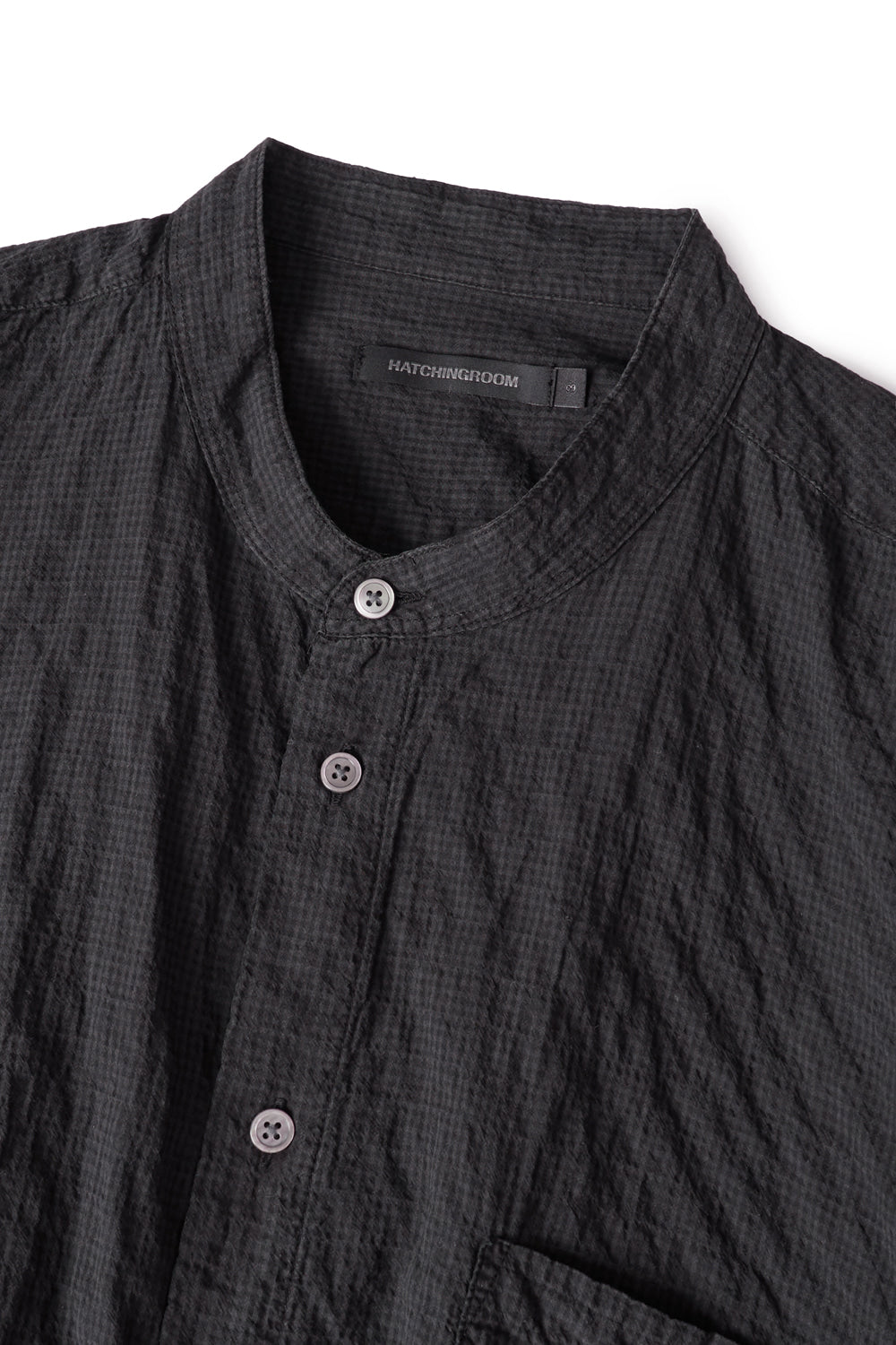 Hatchingroom - Band Collar Shirt Pin Check Dyed (Charcoal) product image 3 | TRAB K-Fashion Australia