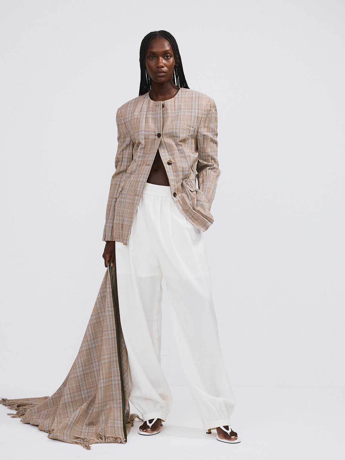 Recto - Crinkle Vintage Check Jacket (Camel) product image 2 | TRAB K-Fashion Australia