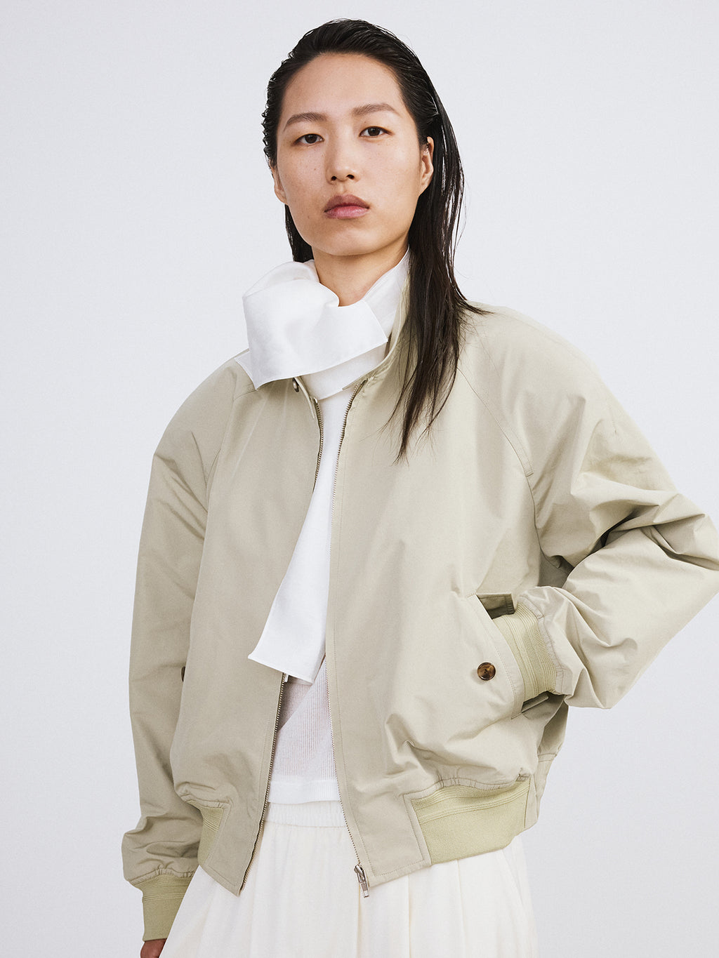 Recto - Crop Harrington Jumper (Light Khaki) product image 3 | TRAB K-Fashion Australia