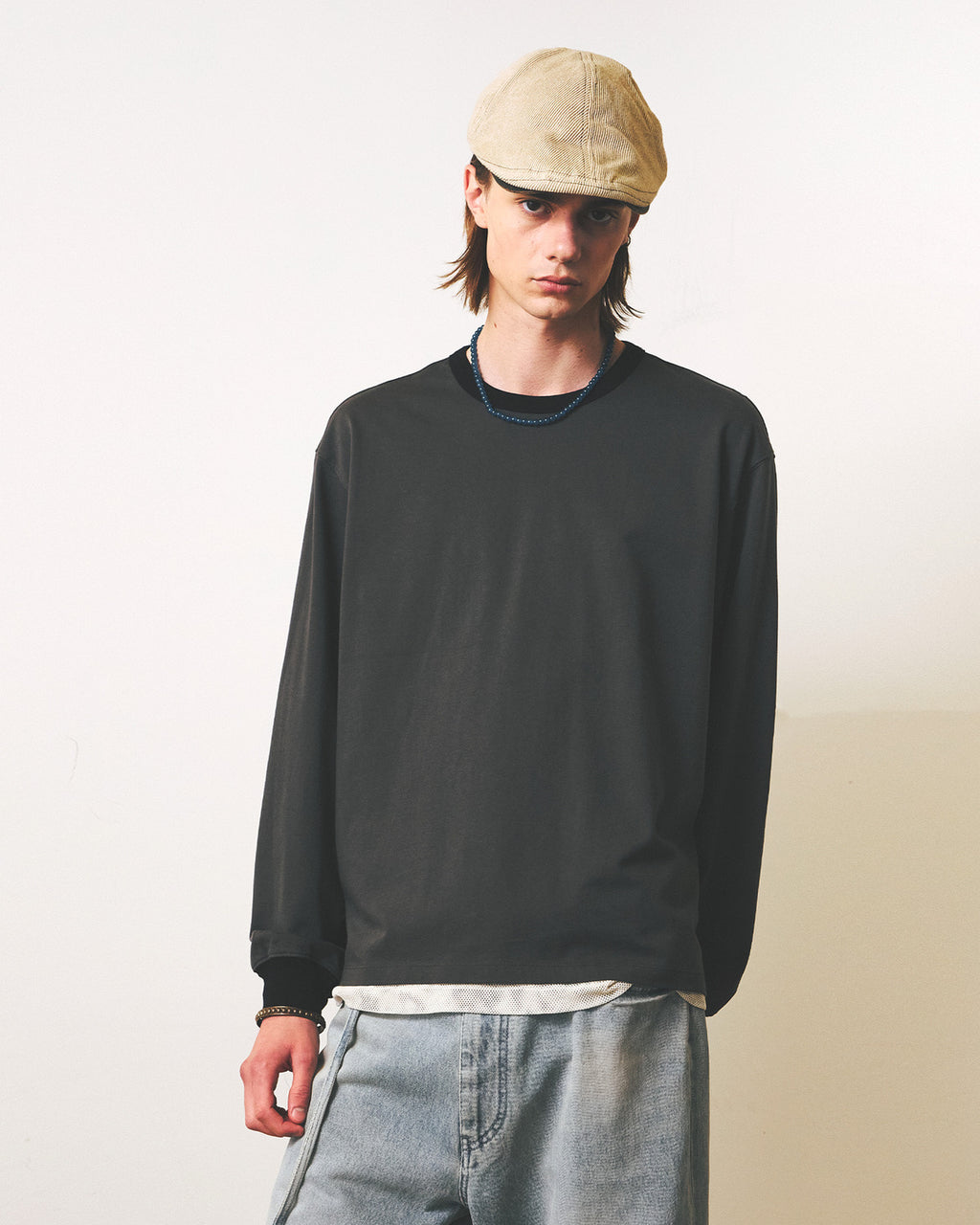 Eastlogue - 11 Ringer L.s T-shirts (Charcoal & Black) product image 3 | TRAB K-Fashion Australia
