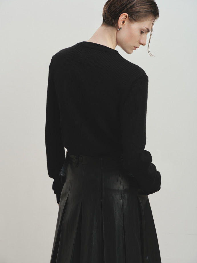Tonywack - Faux Leather Pleated Midi Skirt (Black) product image 6 | TRAB K-Fashion Australia