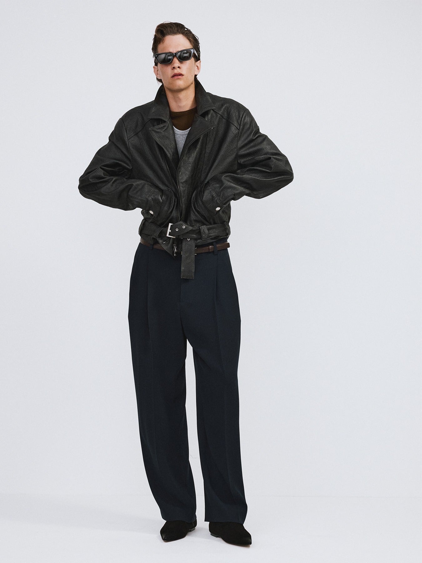 Recto - Vintage Effect Biker Jacket (Black) product image 1 | TRAB K-Fashion Australia