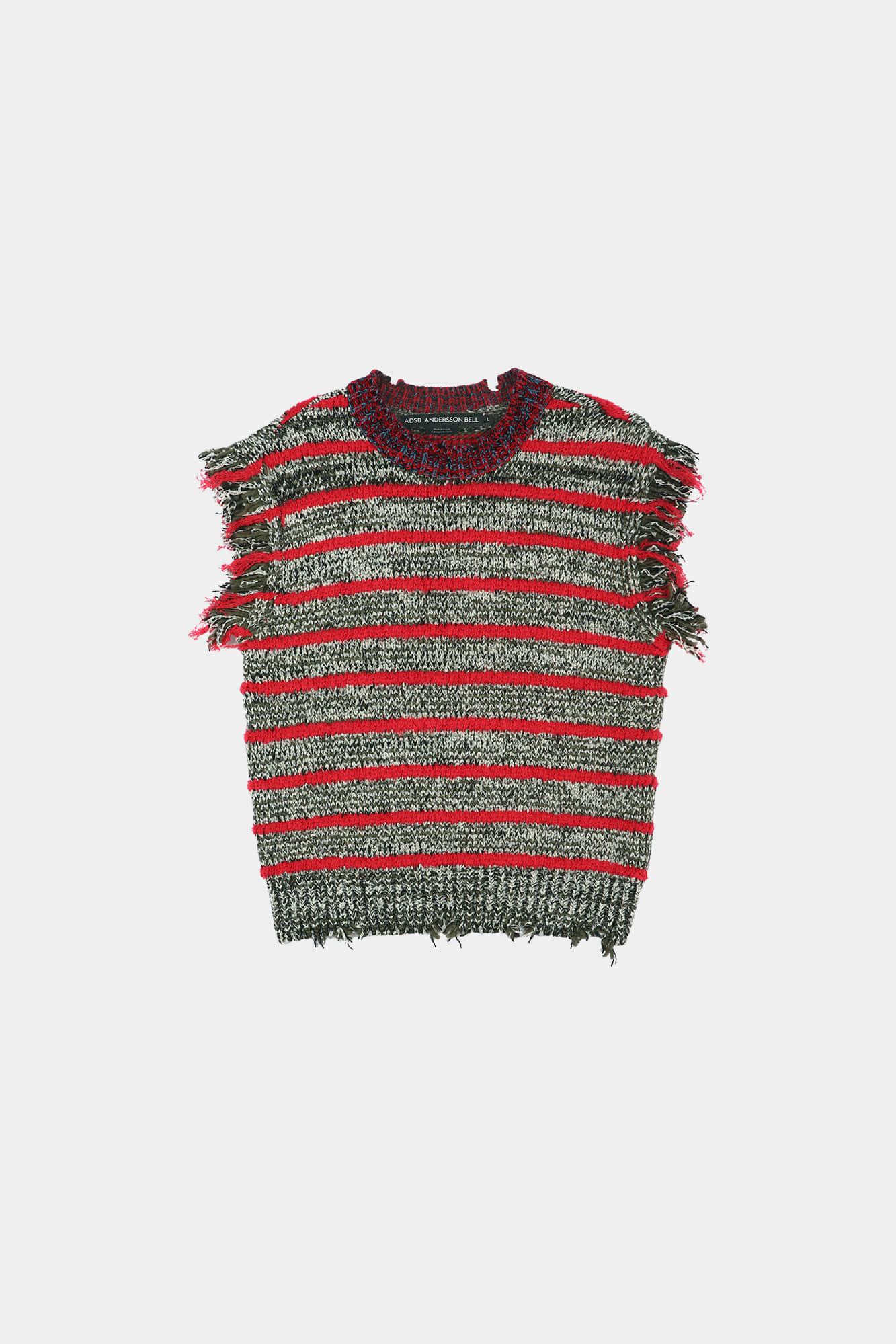 Andersson Bell - Fringe Stripe Wool Crew-Neck Vest (Red/Melange) product image 8 | TRAB K-Fashion Australia
