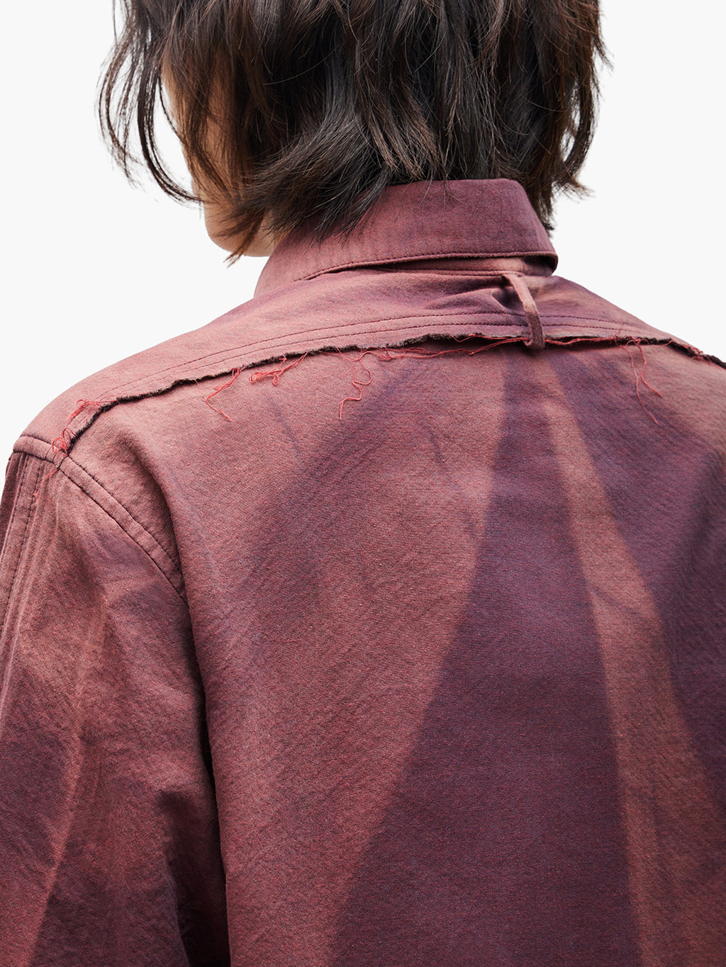 Jiyong Kim - Sun-Bleached Raw-Edge Shirt (Burgundy) product image 9 | TRAB K-Fashion Australia