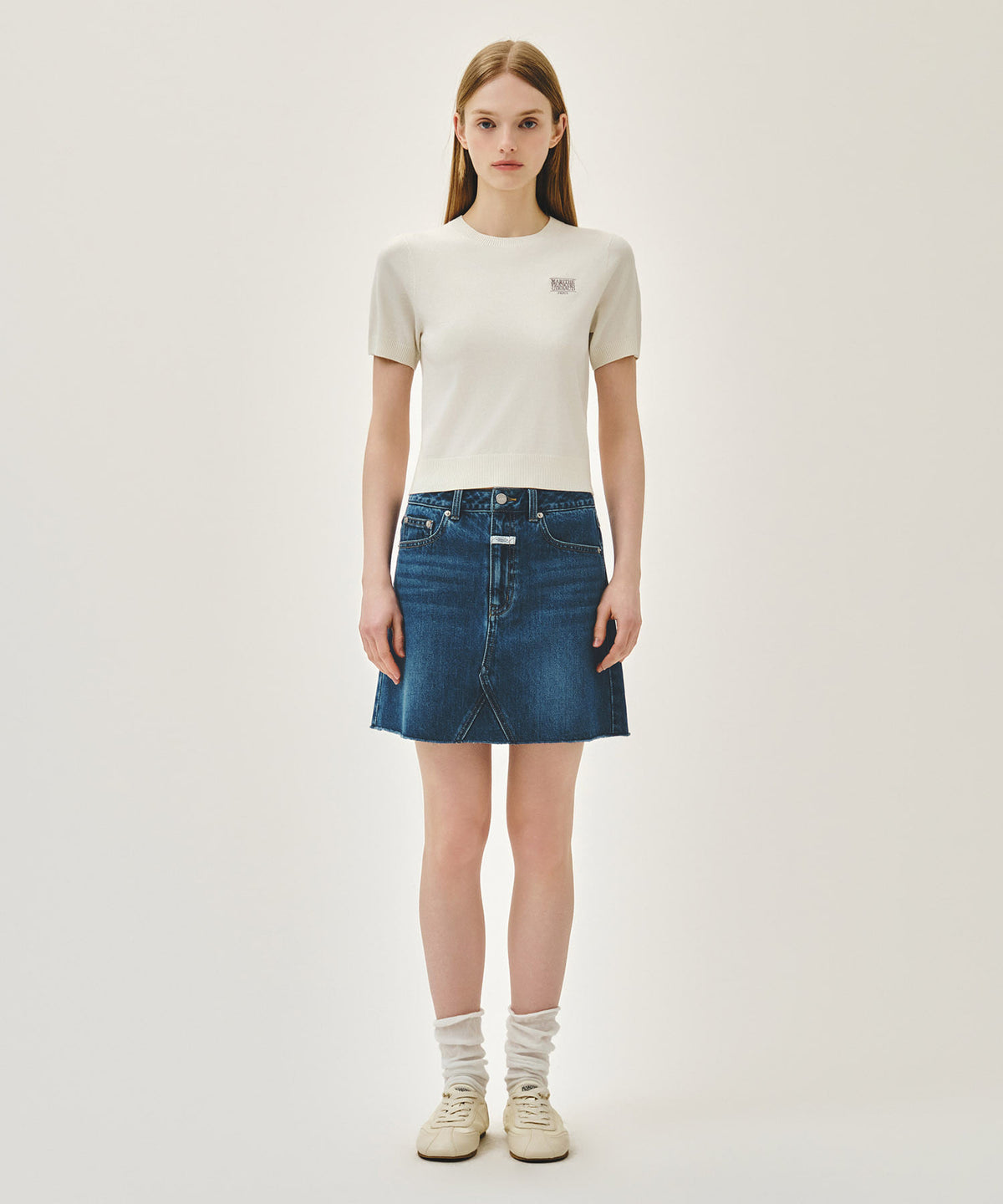 Marithe & Francois Girbaud - Small Classic Logo Half Knit Pullover (Ivory) product image 4 | TRAB K-Fashion Australia