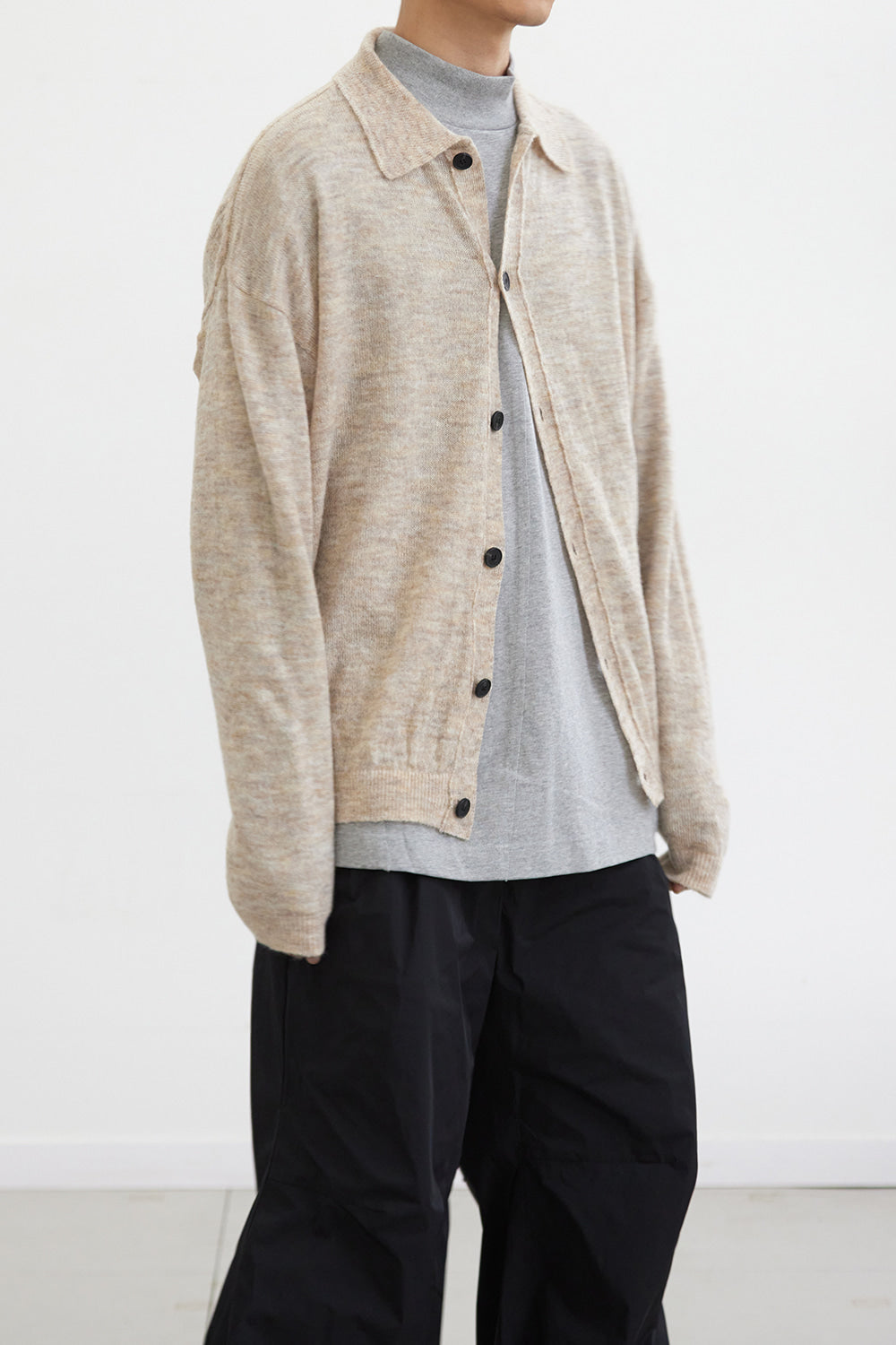 Hatchingroom - Mohair Collar Cardigan (Beige) product image 5 | TRAB K-Fashion Australia