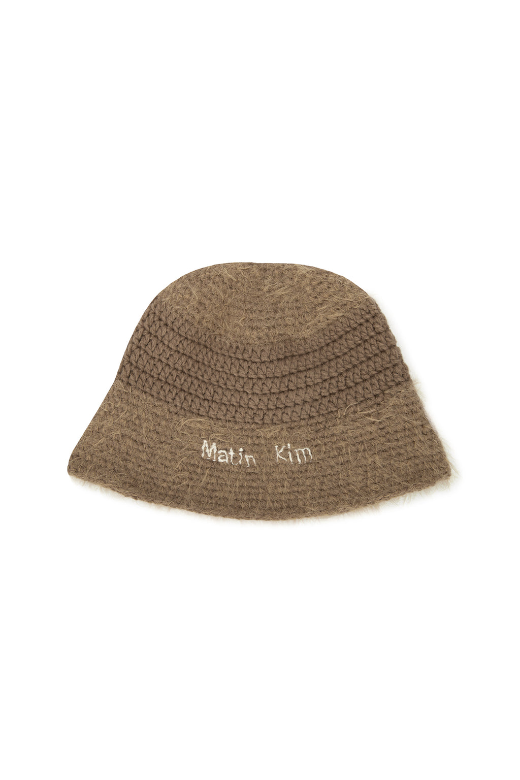 Matin Kim - Logo Hairy Knit Bucket Hat (Beige) product image 1 | TRAB K-Fashion Australia