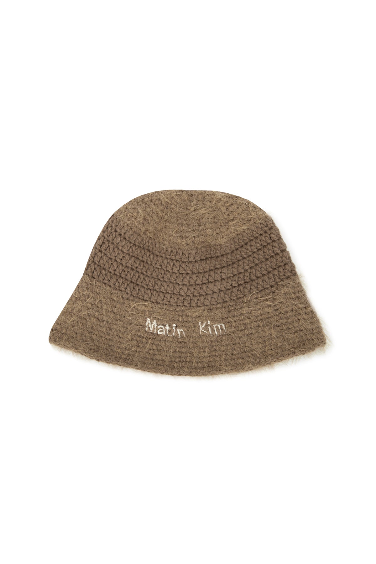 Matin Kim - Logo Hairy Knit Bucket Hat (Beige) product image 1 | TRAB K-Fashion Australia