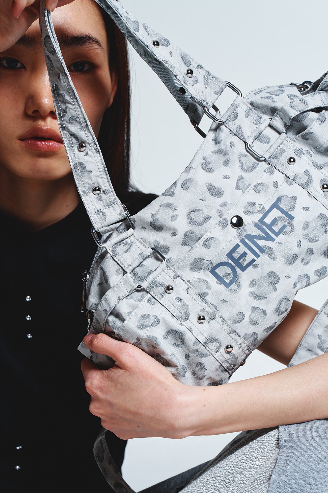 Deinet - Logo Leopard Duffle Mini Bag (Grey) product image 3 | TRAB K-Fashion Australia