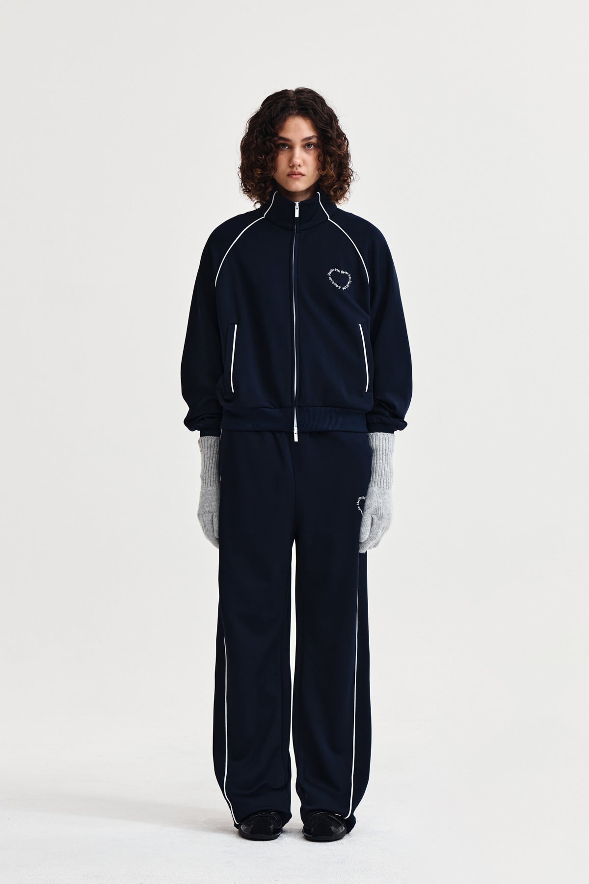 Matin Kim - Heart Logo Track Pants (Navy) product image 1 | TRAB K-Fashion Australia