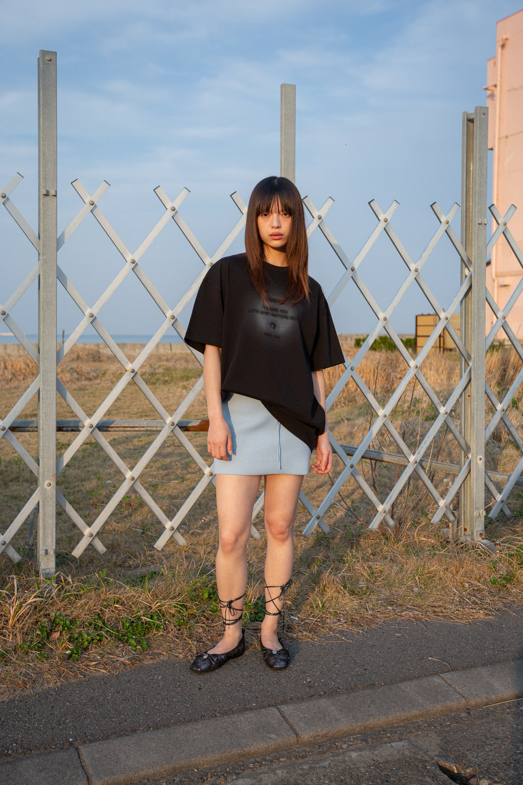 Matin Kim - Two Tone Banding Knit Mini Skirt (Blue) product image 10 | TRAB K-Fashion Australia