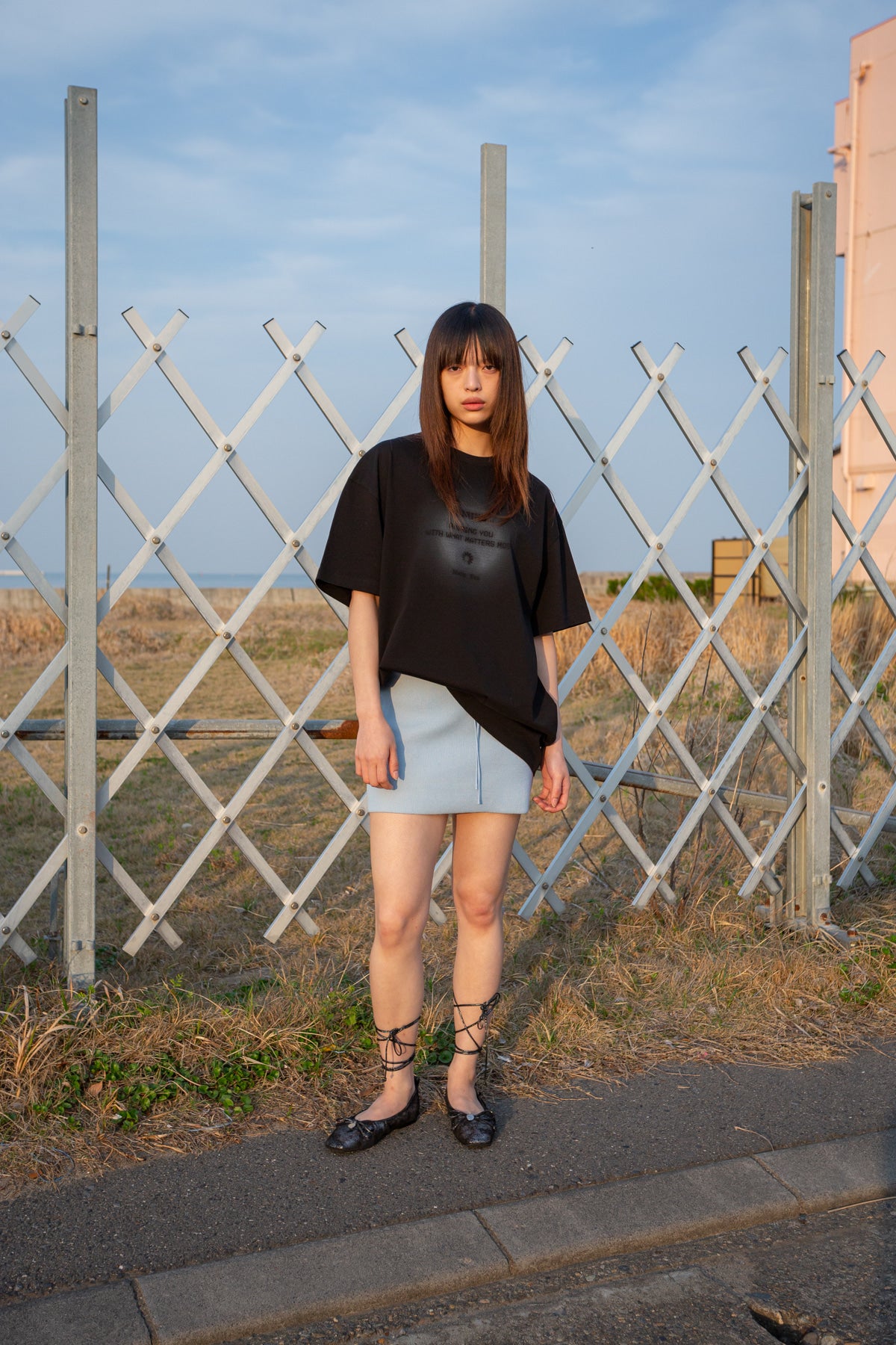 Matin Kim - Two Tone Banding Knit Mini Skirt (Blue) product image 10 | TRAB K-Fashion Australia