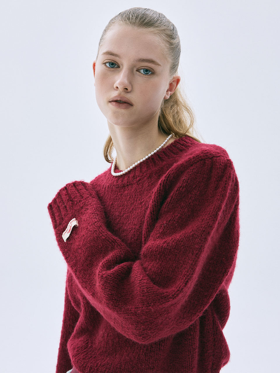 Mardi Mercredi - Wool Blended Pullover Puff Sleeve (Burgundy) product image 1 | TRAB K-Fashion Australia