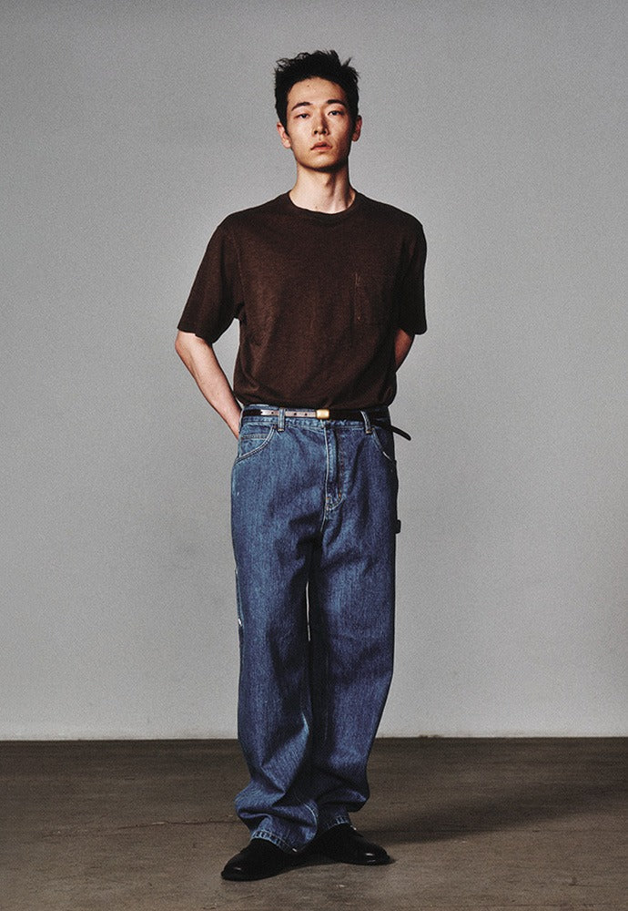 Art if acts - Garment Dyed Slub Pocket T-Shirt (Brown) product image 1 | TRAB K-Fashion Australia