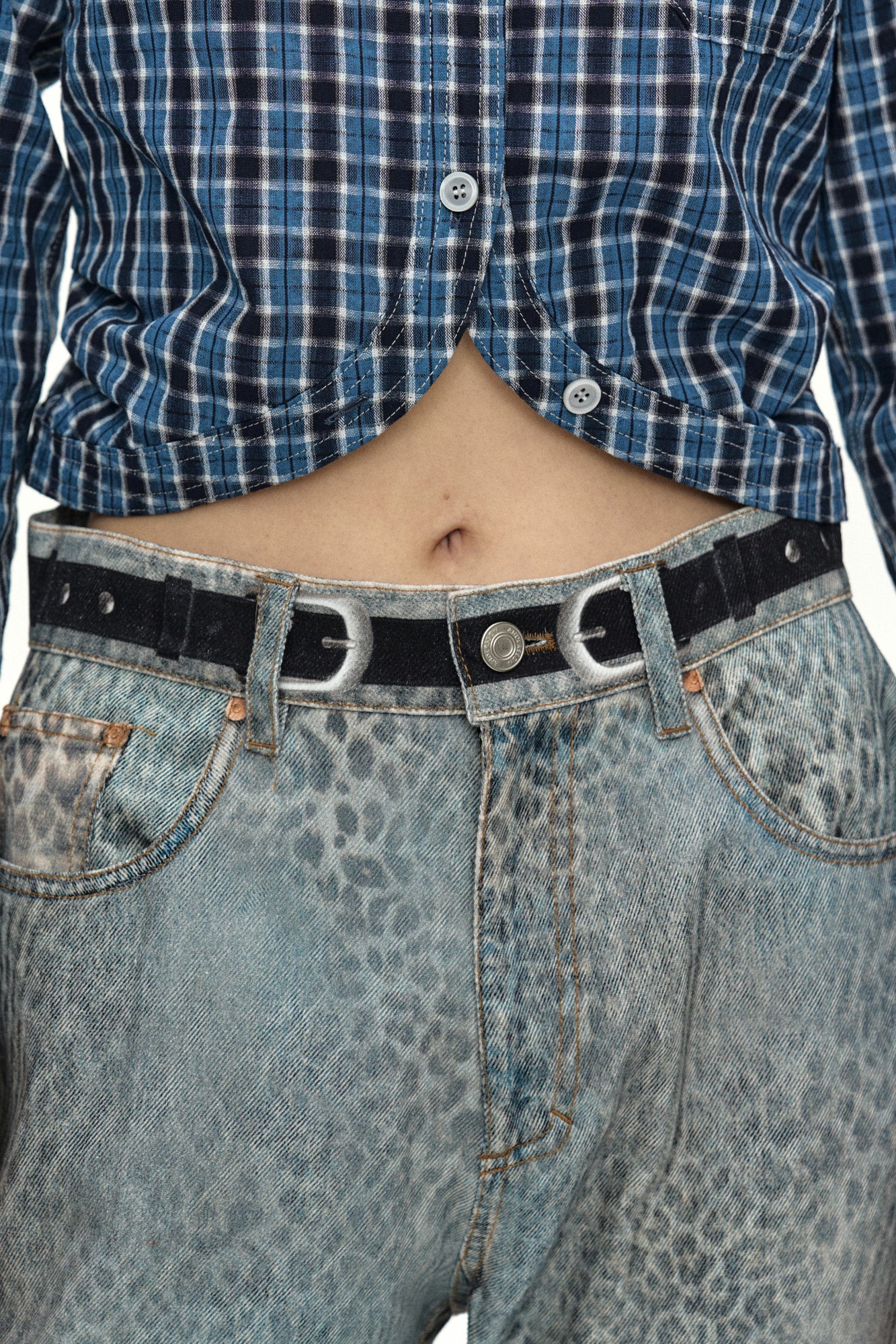 Andersson Bell - Leopard Fade Denim Printed Bootscut Jeans (Blue) product image 5 | TRAB K-Fashion Australia