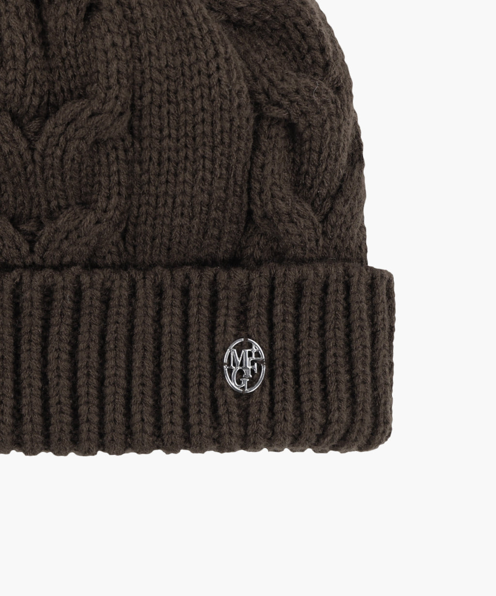 Marithe & Francois Girbaud - Cable Knit Beanie (Brown) product image 4 | TRAB K-Fashion Australia