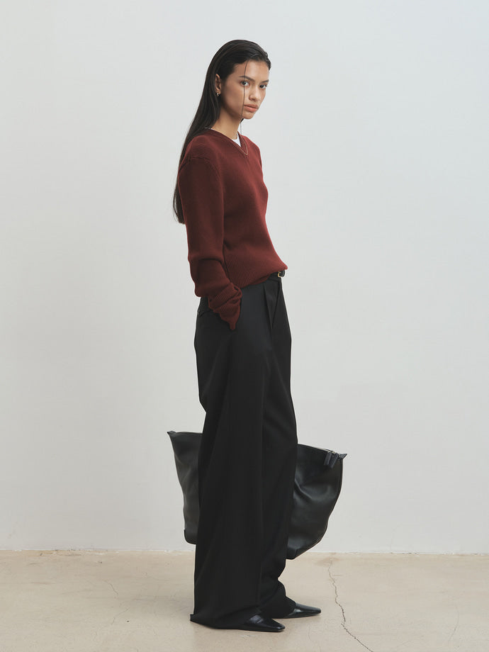 Tonywack - Wool Twill Wide-Leg Pleated Trousers (Black) product image 4 | TRAB K-Fashion Australia