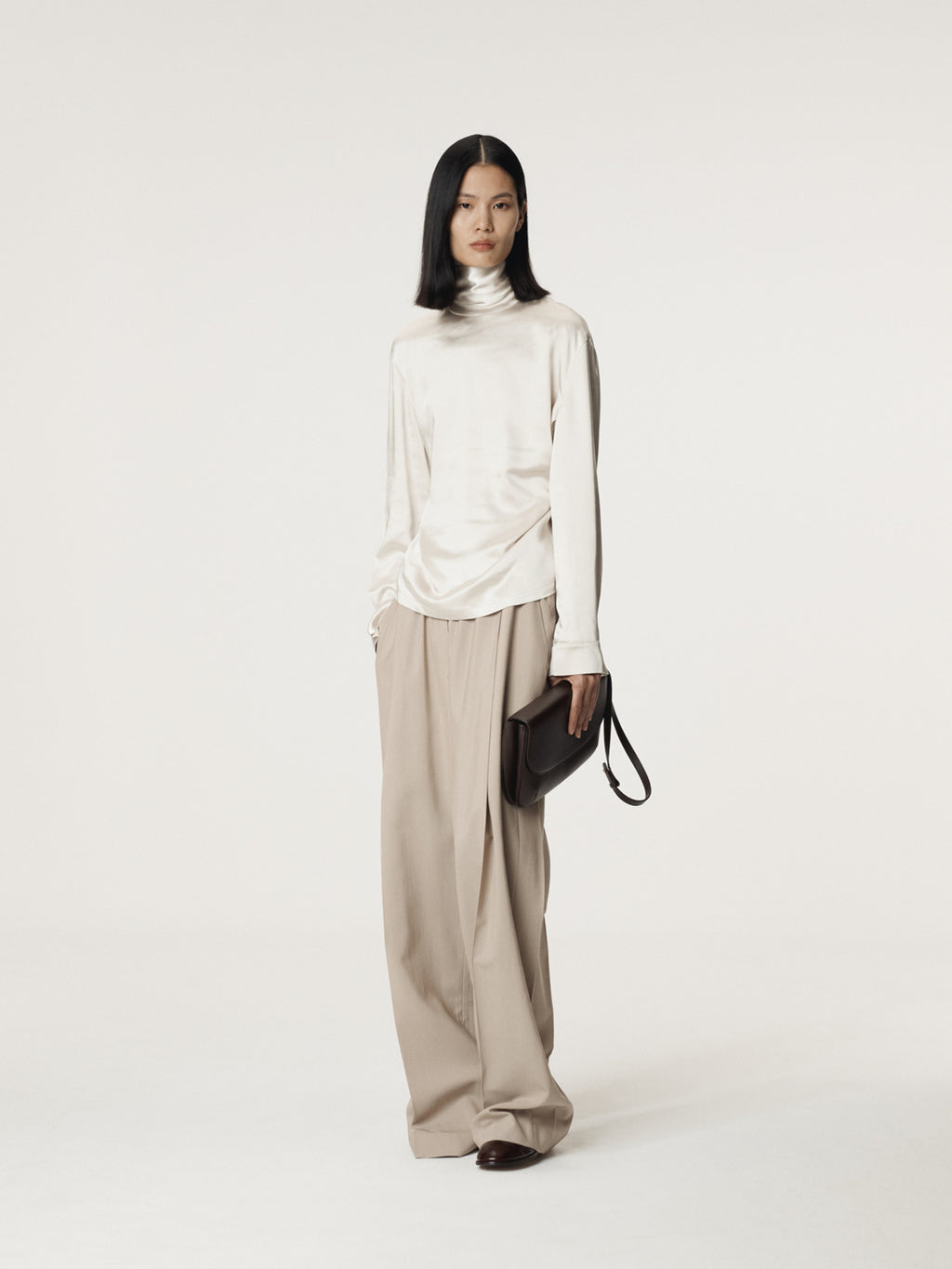 Recto - Open Back Scarf Satin Blouse (Pale Beige) product image 2 | TRAB K-Fashion Australia