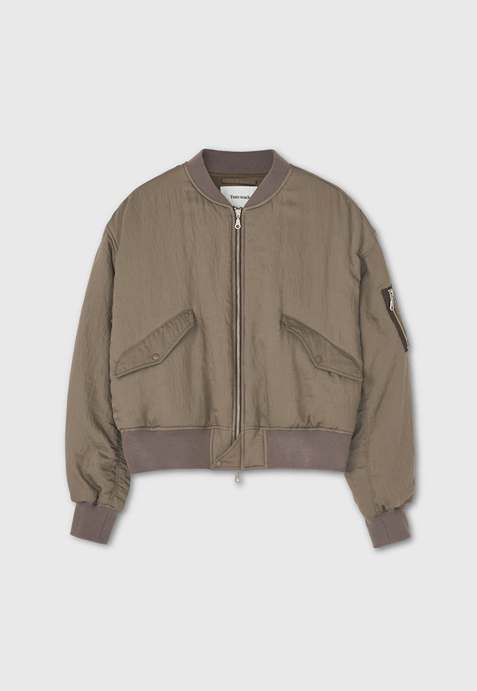 Tonywack - Silk Blend Brushed Bomber Jacket (Pale Olive) product image 9 | TRAB K-Fashion Australia