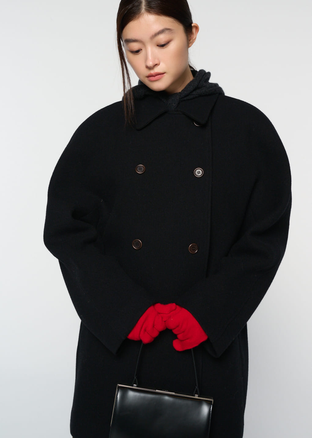 Amomento - rounded half coat (Black) product image 8 | TRAB K-Fashion Australia