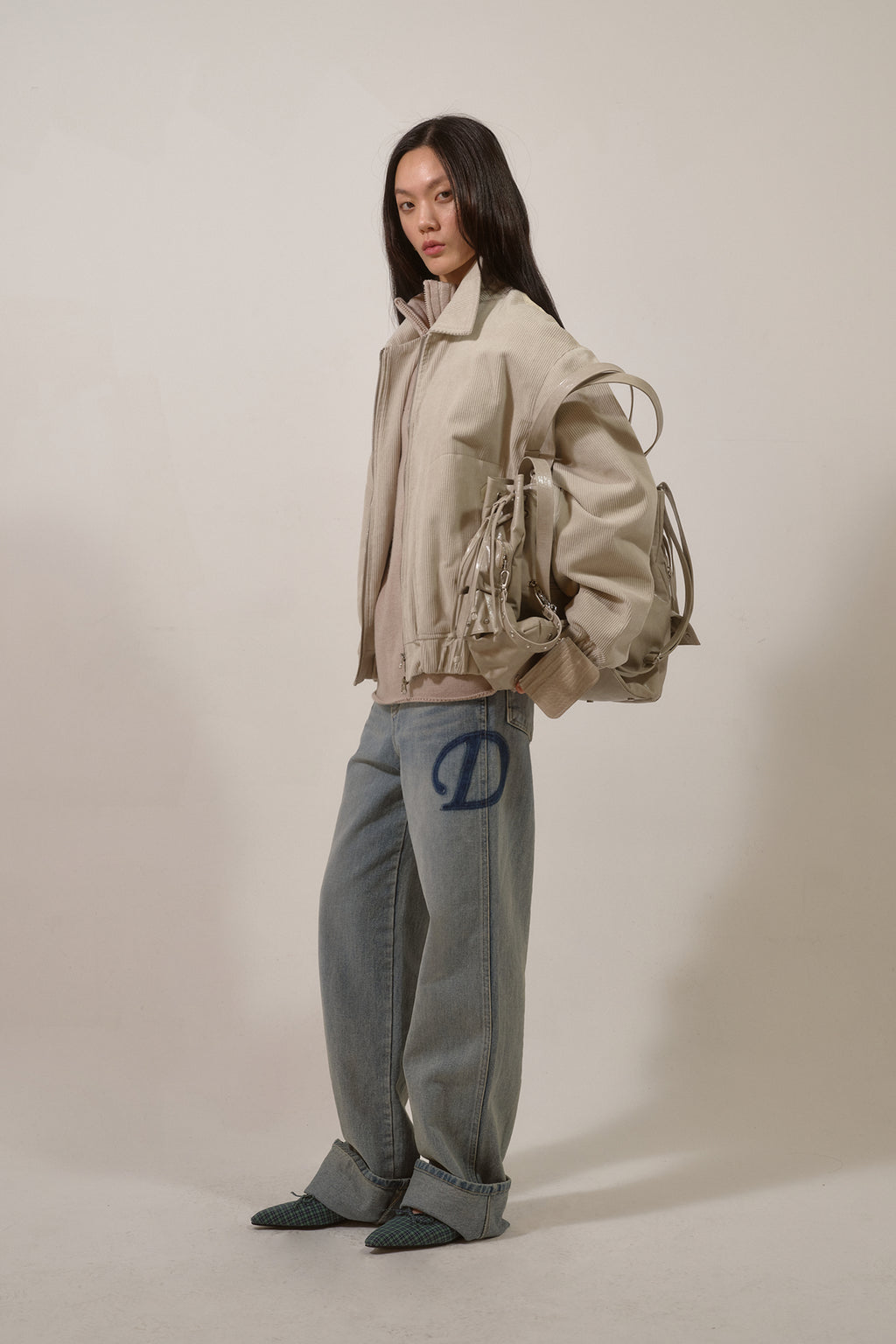 Deinet - D & Friends Corduroy Varsity Jacket (Ivory) product image 5 | TRAB K-Fashion Australia