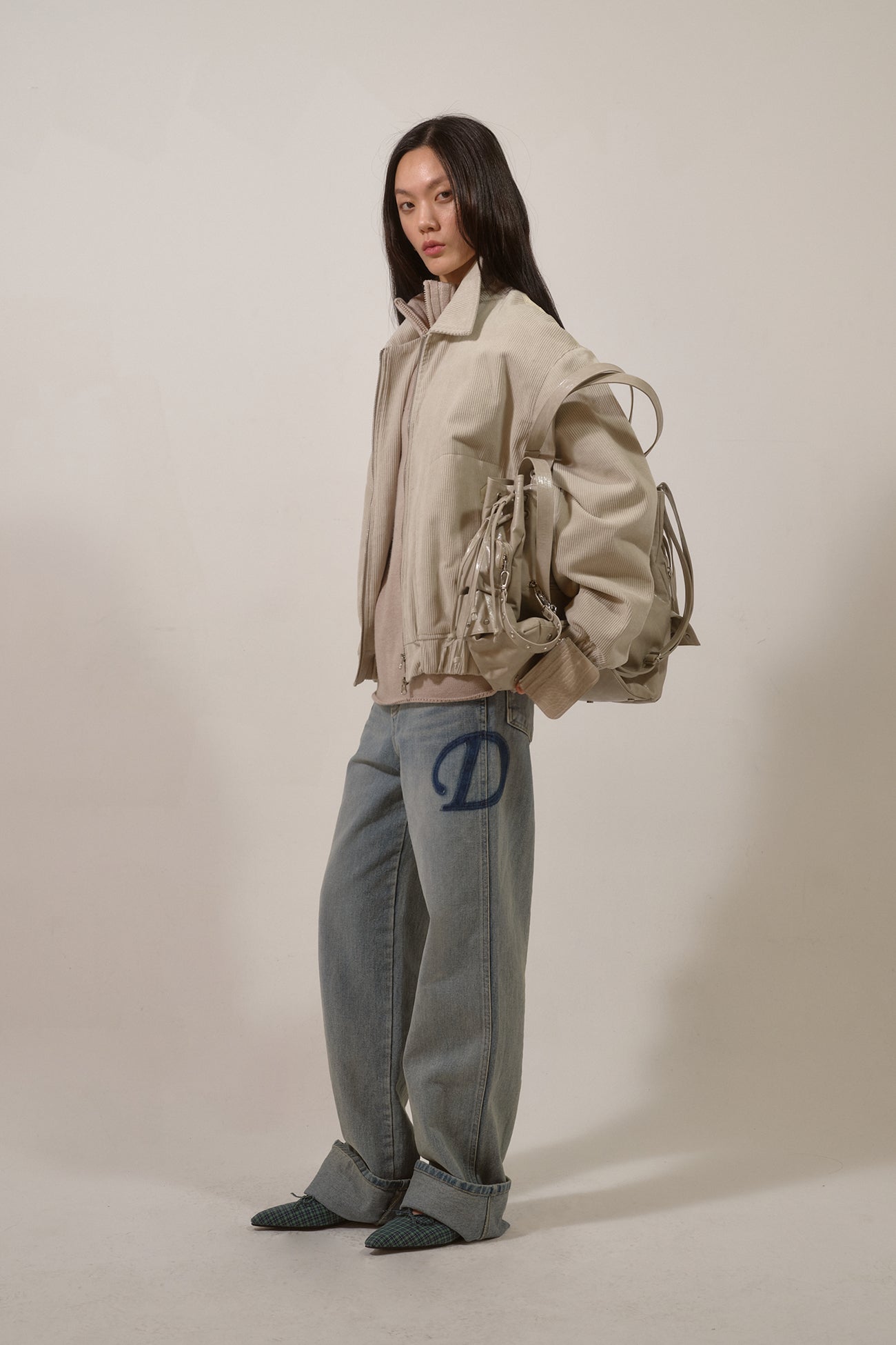 Deinet - D & Friends Corduroy Varsity Jacket (Ivory) product image 5 | TRAB K-Fashion Australia