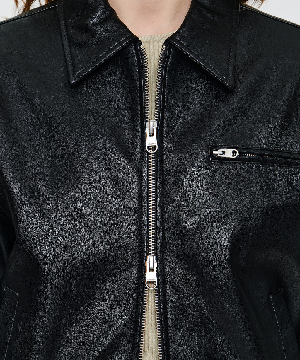 Marithe & Francois Girbaud - Faux Leather Collar Jacket (Black) product image 4 | TRAB K-Fashion Australia