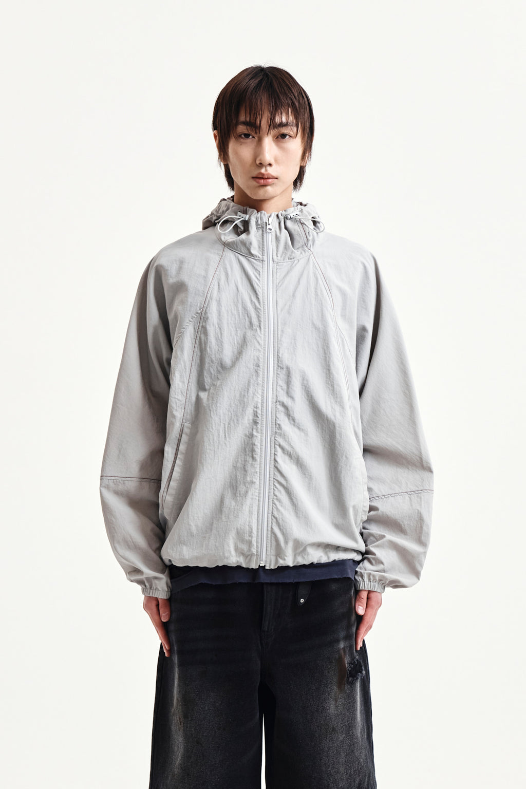 Matin Kim - Back Logo Hoody Wind Breaker (Light Beige) product image 11 | TRAB K-Fashion Australia