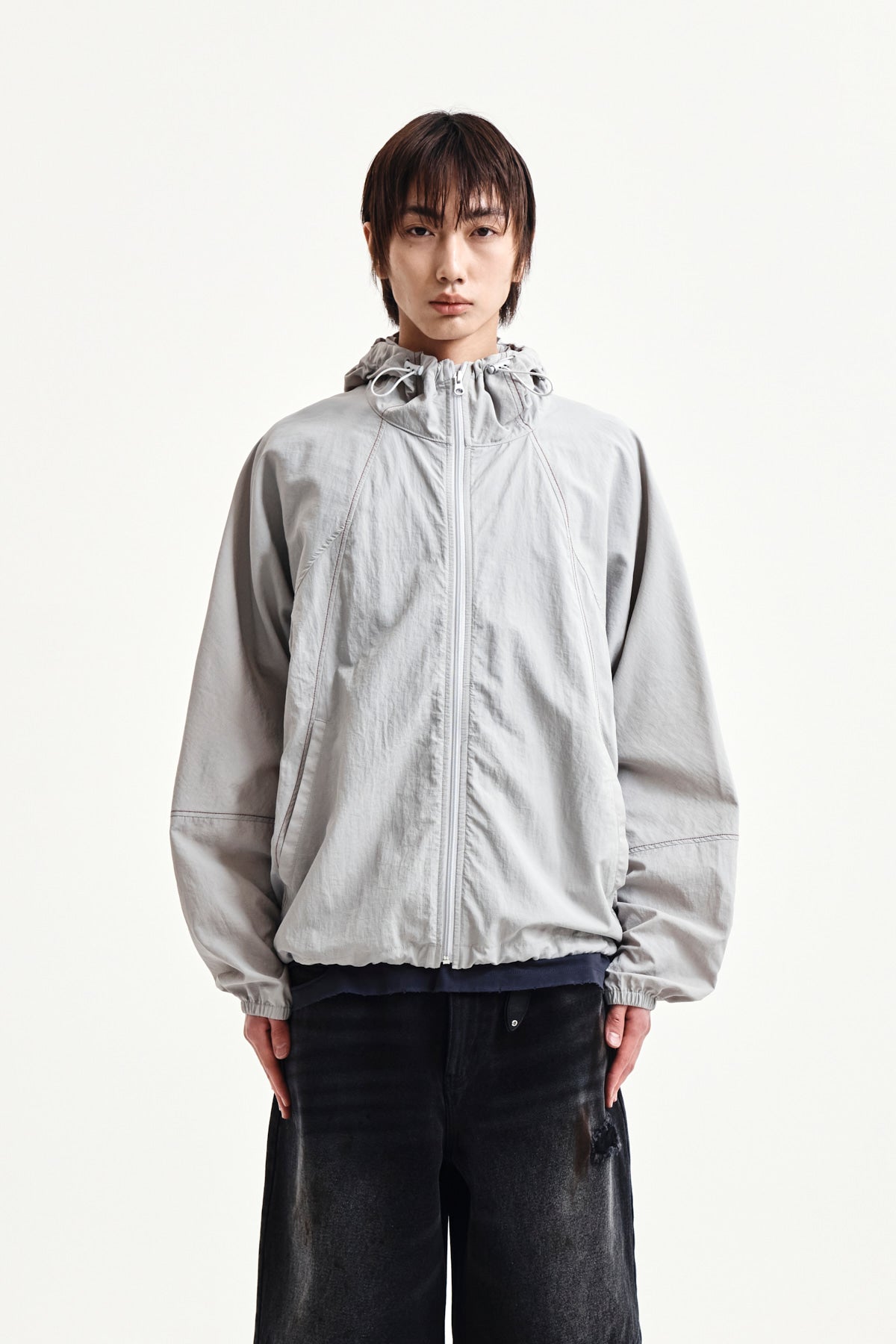 Matin Kim - Back Logo Hoody Wind Breaker (Light Beige) product image 11 | TRAB K-Fashion Australia