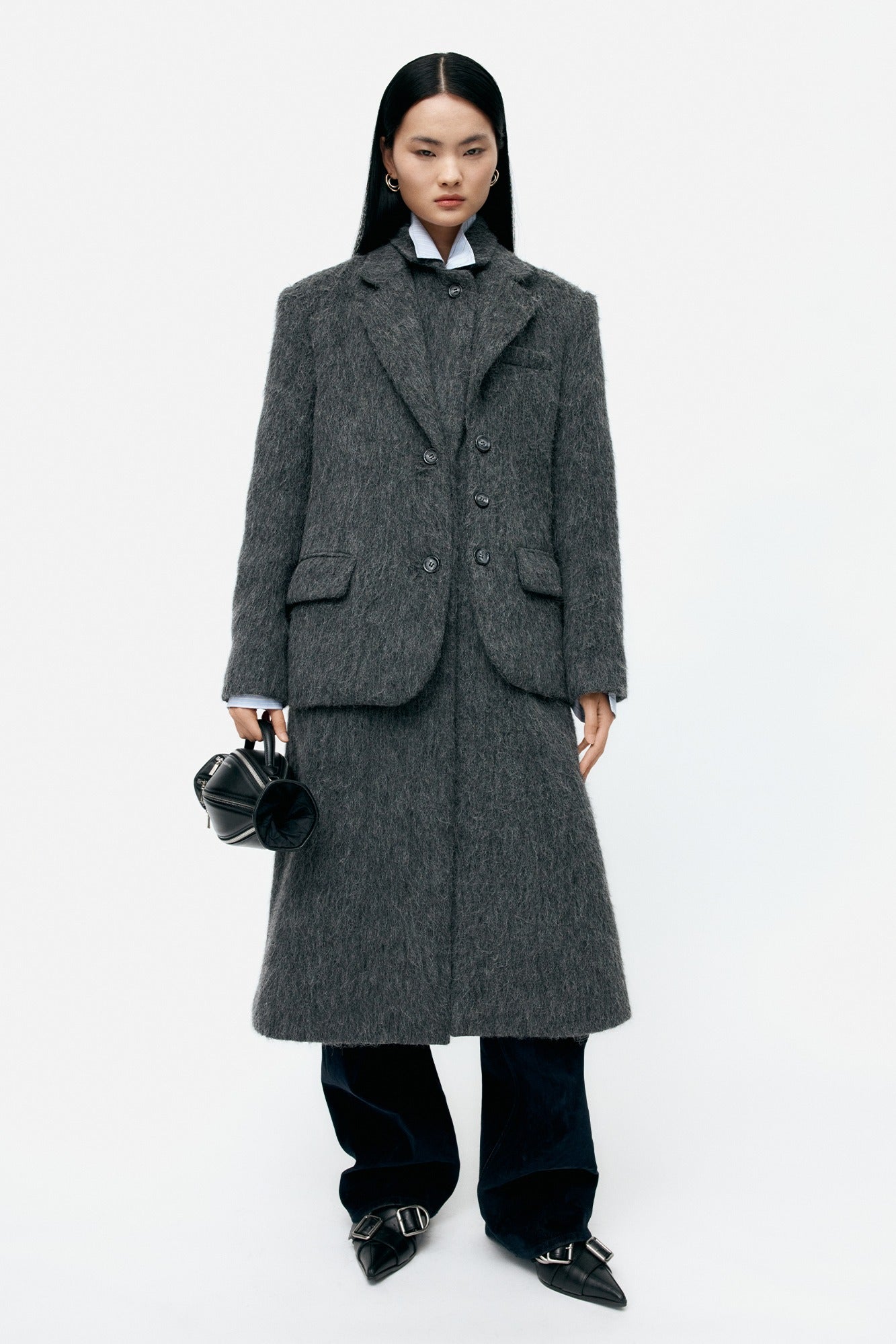 Andersson Bell - Blazer Layered Coat (Charcoal) product image 1 | TRAB K-Fashion Australia