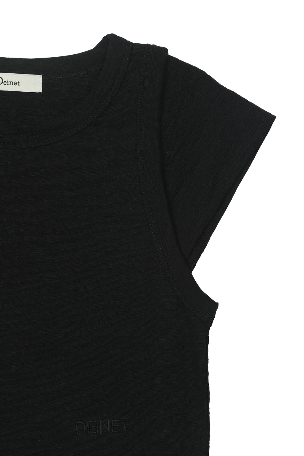 Deinet - Slub Cap Sleeve T-Shirt (Black) product image 4 | TRAB K-Fashion Australia