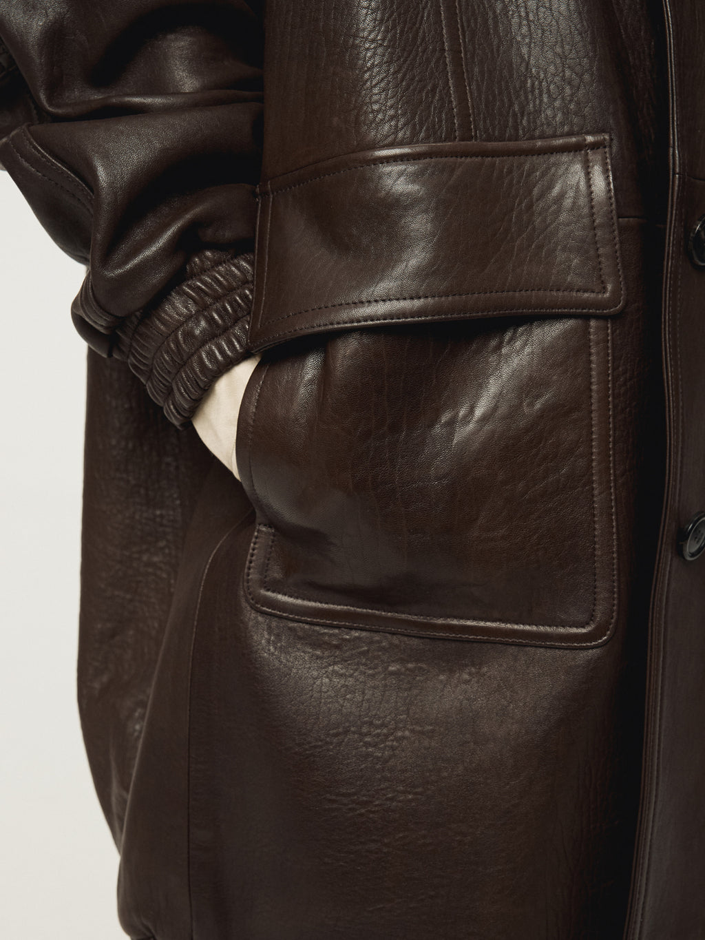 Recto - Oversized Leather Coat (Dark Brown) product image 8 | TRAB K-Fashion Australia