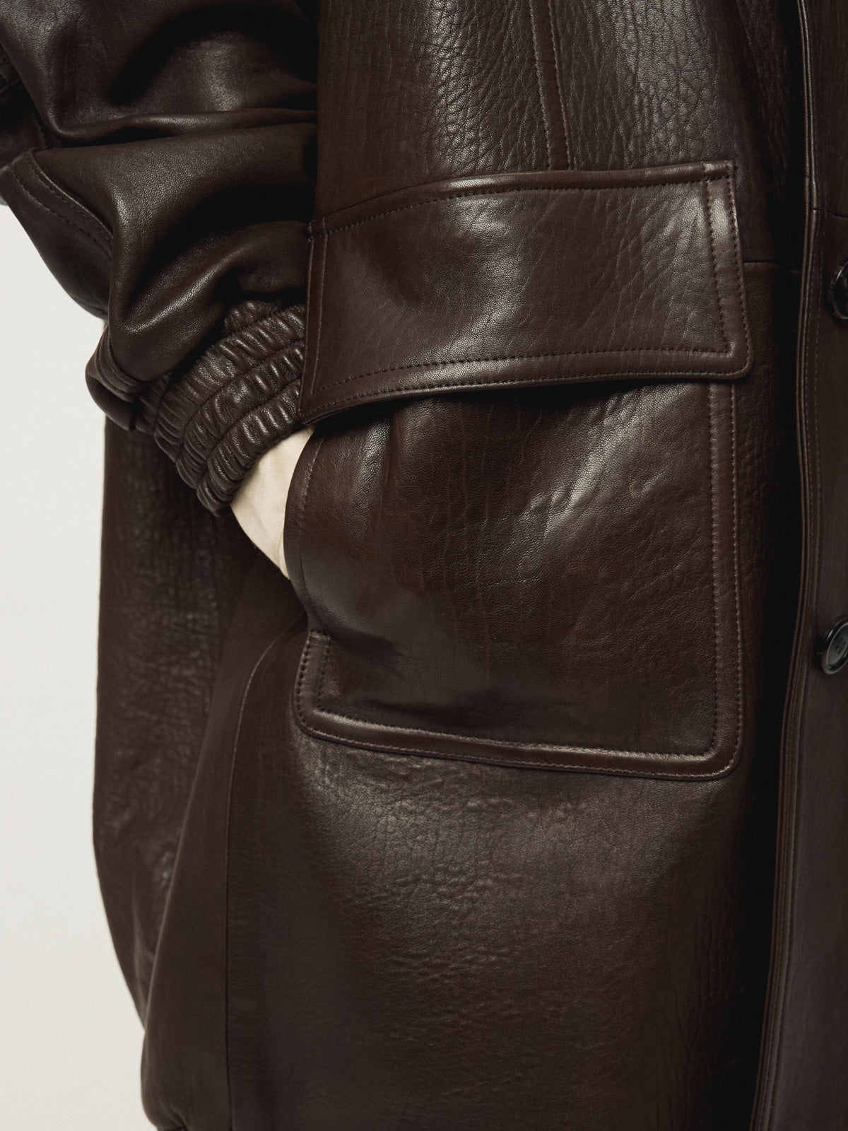 Recto - Oversized Leather Coat (Dark Brown) product image 8 | TRAB K-Fashion Australia