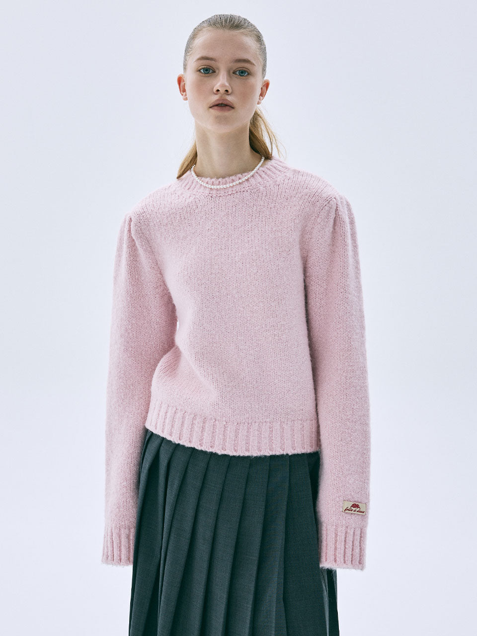 Mardi Mercredi - Wool Blended Pullover Puff Sleeve (Pink) product image 1 | TRAB K-Fashion Australia