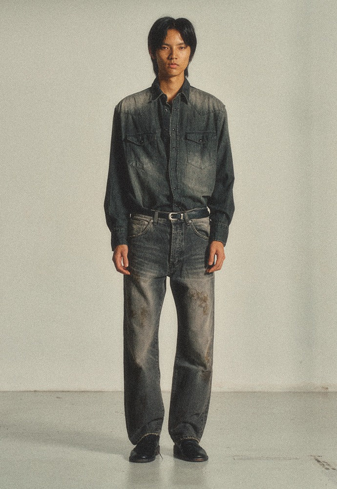 Art if acts - Western Denim Shirt_Japanese Fabric (Used Black) product image 1 | TRAB K-Fashion Australia
