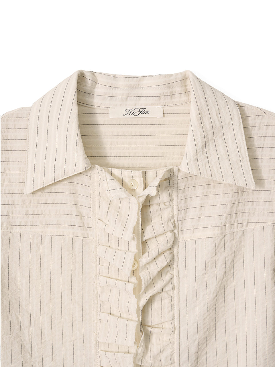 Kijun - Ruffle Detail Shirt (Light Beige) product image 11 | TRAB K-Fashion Australia