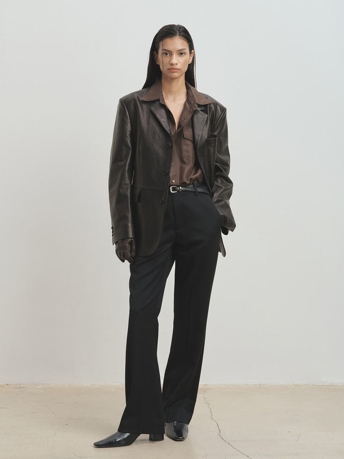 Tonywack - Vegetable Tanned Lamb Leather Tailored Jacket (Black) product image 1 | TRAB K-Fashion Australia