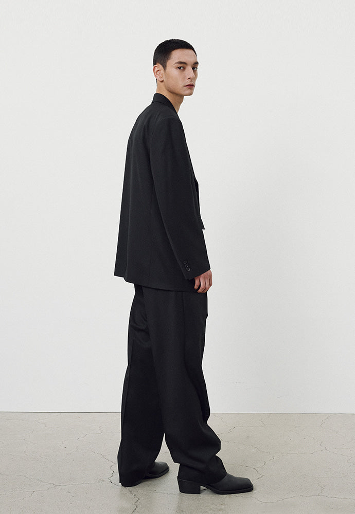 Tonywack - Wool Twill Double-Pleats Wide Trousers (Black) product image 5 | TRAB K-Fashion Australia