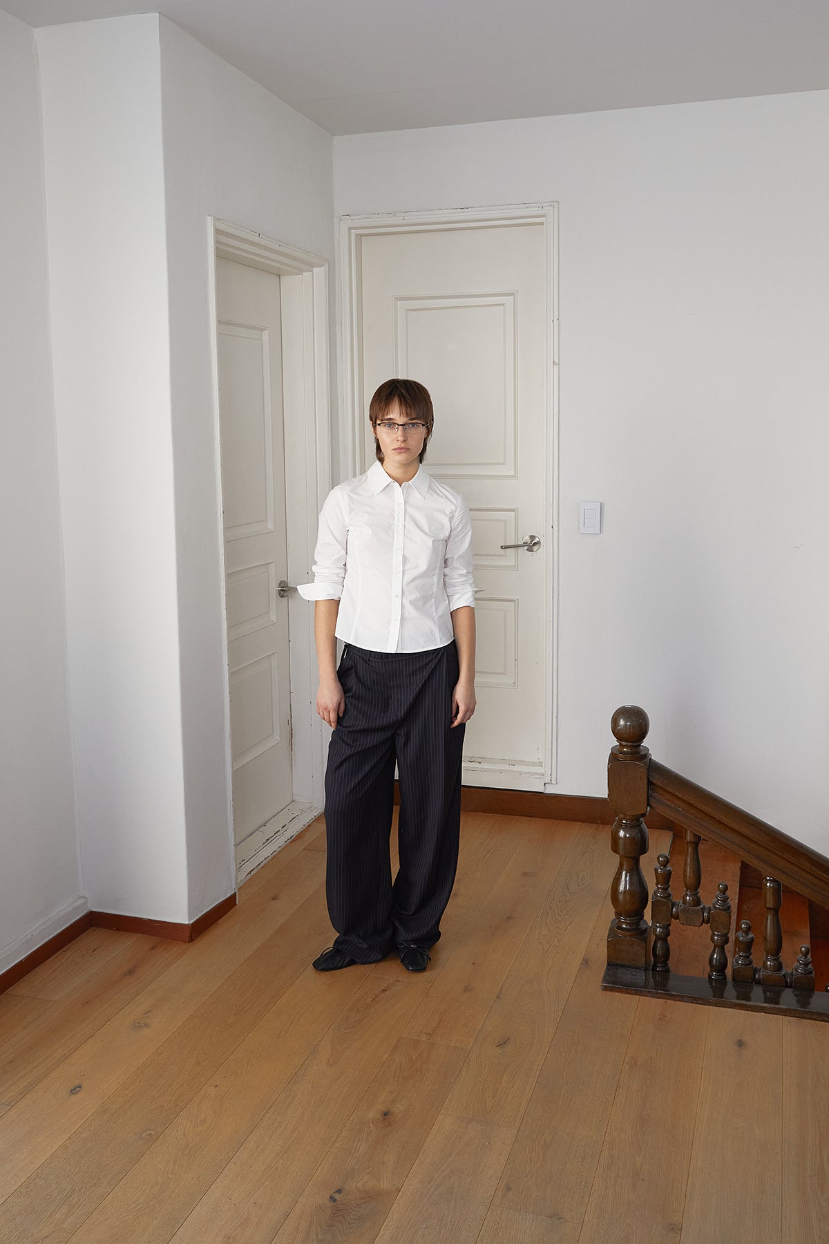 Matin Kim - Back Button Point Shirt (White) product image 10 | TRAB K-Fashion Australia