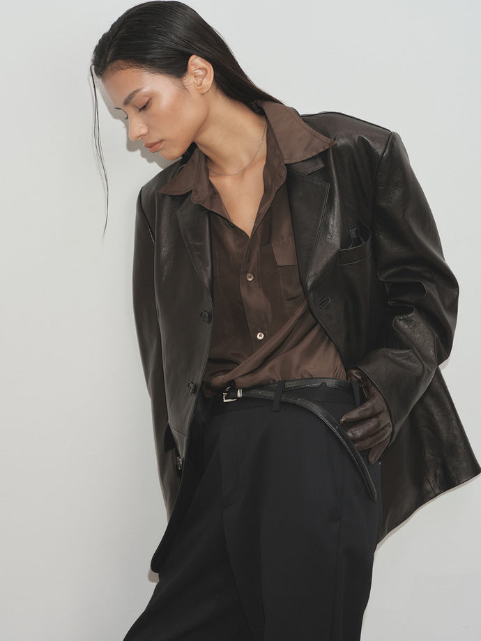 Tonywack - Vegetable Tanned Lamb Leather Tailored Jacket (Black) product image 4 | TRAB K-Fashion Australia