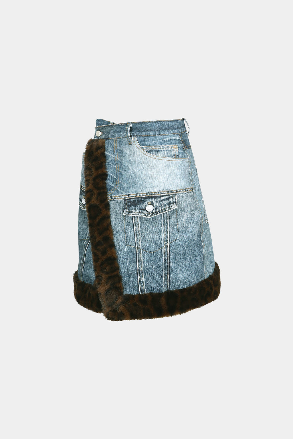 Andersson Bell - Fur-Edged Denim Print Skirt (Blue) product image 10 | TRAB K-Fashion Australia