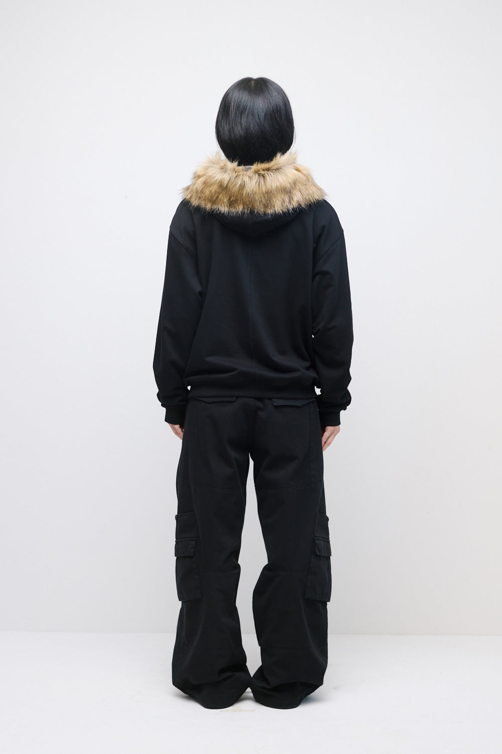 Hatchingroom - Reversible Faux Fur Hoodie (Black/Camo Khaki) product image 11 | TRAB K-Fashion Australia