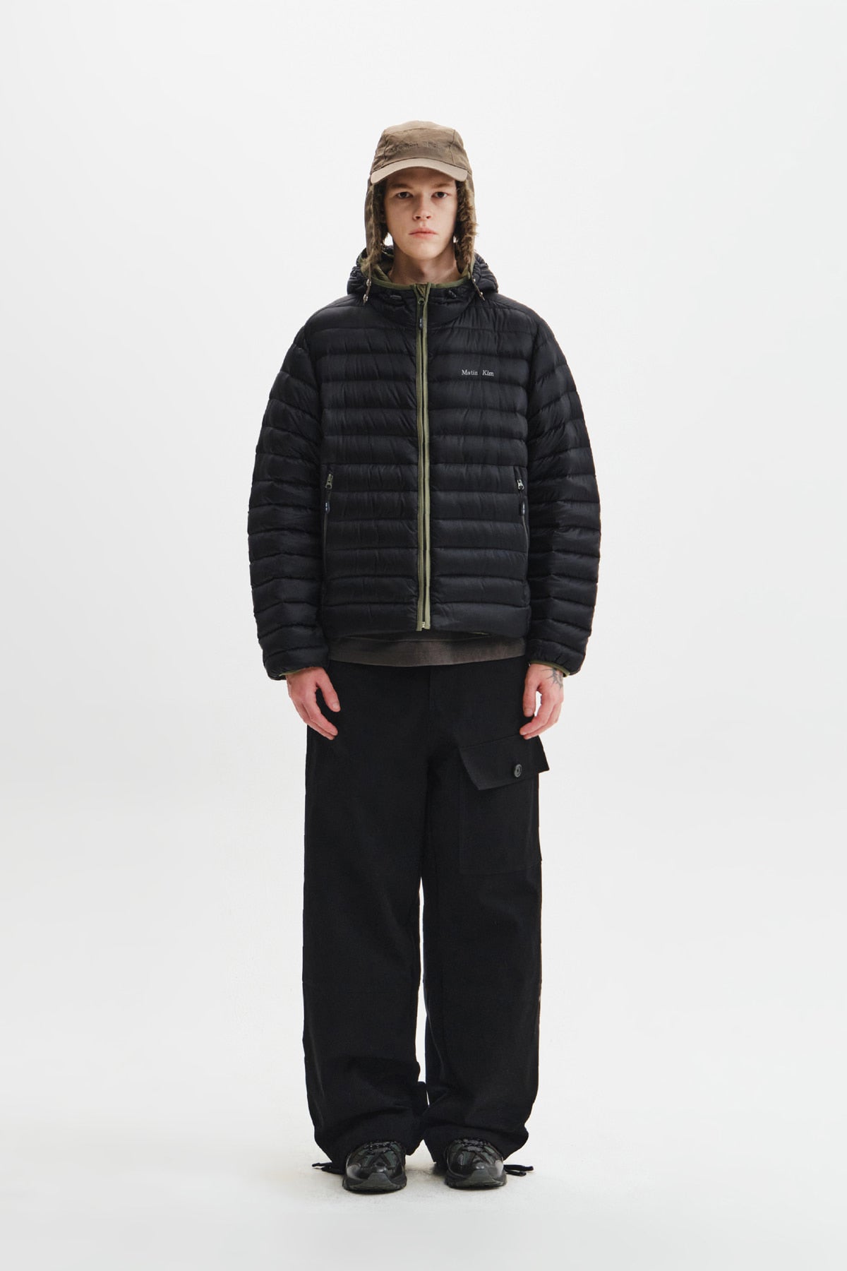 Matin Kim - Contrast Trim Light Down Hoody Jumper (Black) product image 8 | TRAB K-Fashion Australia