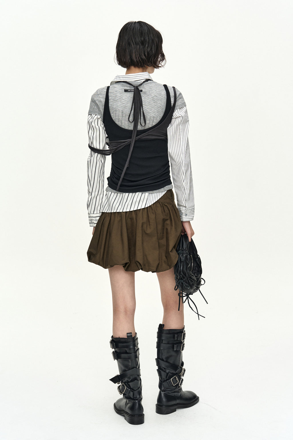 Andersson Bell - [Pre-Order – Ships June 8] Upside-Down Layered T-Shirt (Grey/Black) product image 5 | TRAB K-Fashion Australia