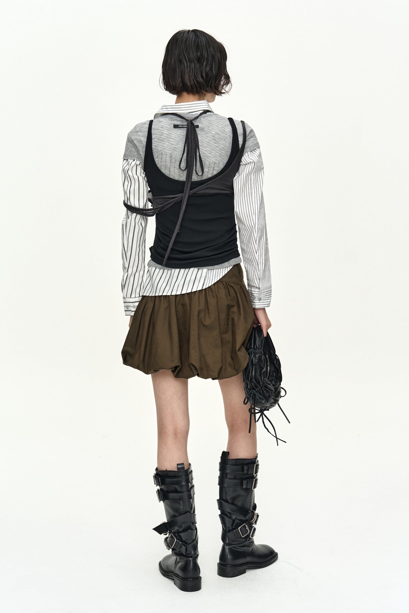 Andersson Bell - [Pre-Order – Ships June 8] Upside-Down Layered T-Shirt (Grey/Black) product image 5 | TRAB K-Fashion Australia