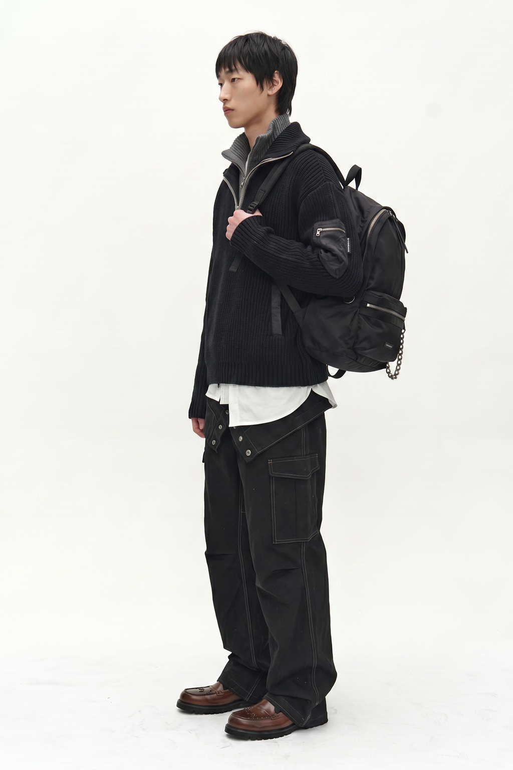 Andersson Bell - Unisex Urban Nylon Chain Backpack (Black) product image 2 | TRAB K-Fashion Australia
